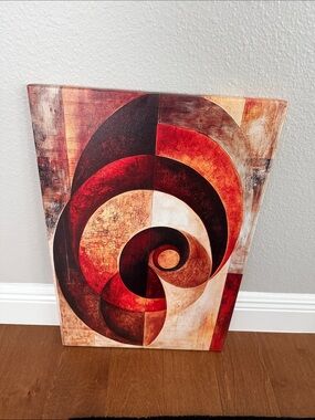 Abstract Spiral Canvas Wall Art in Red, Brown, Cream